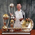 Ricky Ponting With 2007 ICC Cricket World Cup Trophy, 2007 ICC Champions Trophy, Ashes Trophy, ICC ODI Championship Trophy, ICC Test Championship Trophy And Border Gavaskar Trophy