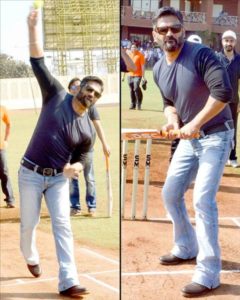 Suniel Shetty playing cricket
