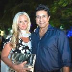 Wasim Akram with his wife Shaniera Thompson