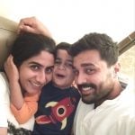 Murali Vijay with his wife and son