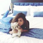 Aisha Sharma with her pet dog Joy
