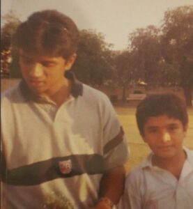 Saqib with Rahul Dravid