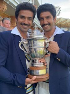 Saqib with Ranveer Singh during the shoot of the movie '83'