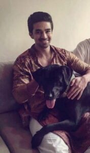 Saqib with his dog