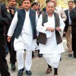 Mulayam Singh Yadav with his son Akhilesh Yadav