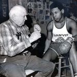 Mike Tyson with his trainer in 1980