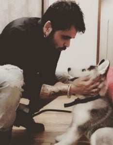 Ninja with his pet dog