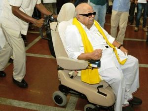 M Karunanidhi On WheelChair