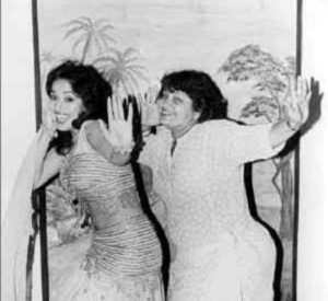 Saroj Khan teaching dance steps to Madhuri Dixit