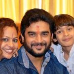 R. Madhavan with his wife and son