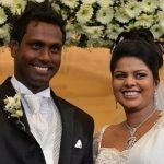 Angelo Mathews with his wife