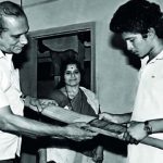 Rajni Tendulkar with her husband and Sachin Tendulkar