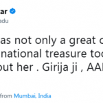 Javed Akhtar Tweet On Girija Devi Demise