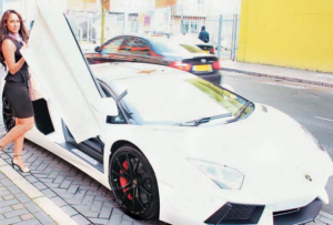 Deana Uppal with her Lamborghini Aventador Roadster 