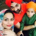 Gurlej Akhtar with her husband and son