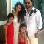Poornima with her husband and daughters