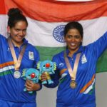 Anjum Moudgil With Indian Shooter Tejaswini Sawant