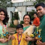 Priyanka Karunakaran with her mother, nephew and brother