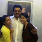 Varalaxmi Sarathkumar with her father Ramanathan Sarathkumar and sister Pooja Sarathkumar