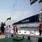 Vartika Joshi Led INSV Tarini Being Flagged Off By India's Defence Minister Nirmala Sitharaman