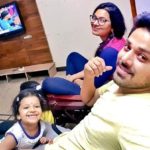 Geetha Madhuri with her husband Nandu and daughter