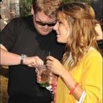 James Corden and Caroline Flack