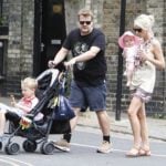 James Corden with his wife and children