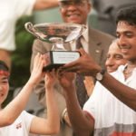 Mahesh Bhupathi with his first Grand Slam with his partner Rika Hiraki