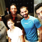Mahesh Bhupathi with his wife Lara Dutta and sports stars Mary Kom and Shikhar Dhavan endorsing his Brand