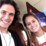 Edinson Cavani with his girlfriend Jocelyn Burgardt