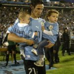 Edinson Cavani with his two sons