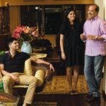 Falguni Nayar with her children and husband