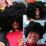 Marouane Fellaini's fans wearing Afro wigs