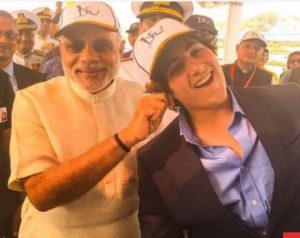 Aarav sharing a light moment with the Prime Minister of India Narender Modi
