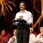 Arvind Kejriwal holds the Ramon Magsaysay Award