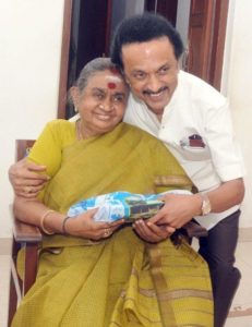 Dayalu Ammal With Her Son M. K. Stalin