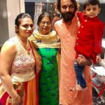 Naitik Nagda with his mother, wife Ishita Nagda, and son Hiyaan Nagda