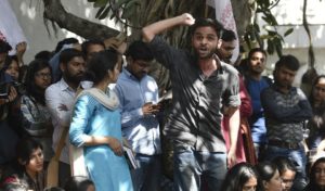 Umar Khalid protesting