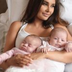 Lisa Ray with her twin daughters