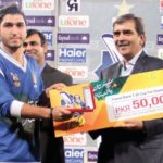Usman Khan receiving Man of the Match Award in Faysal Bank T20 Cup