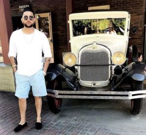 Karan Aujla with vintage car