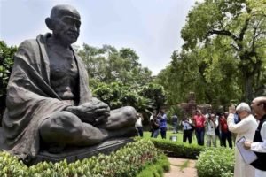 Mahatma Gandhi statue outside Parliament House, India