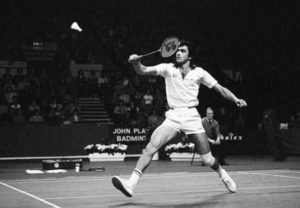 Prakash Padukone playing badminton