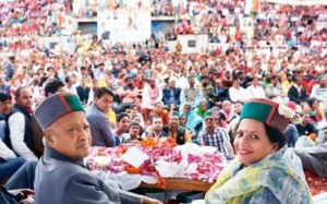 Virbhadra Singh and Pratibha Singh during an event