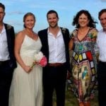 Lockie Ferguson with his parents, brother Mitch Ferguson, and sister-in-law Hayley Ferguson