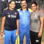 Veda Krishnamurthy standing with Irfan Sait and Mithali Raj