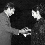 Sharmila Tagore receiving Filmfare Award