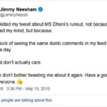 James Neesham's Tweet About MS Dhoni