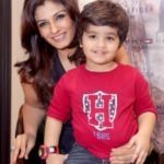 Raveena Tandon with her son