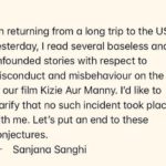 Sanjana Sanghi controversy